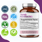 Purity Labs Trans-Resveratrol with Quercetin – Pure Organic Vegan Antioxidant (90 Caps)