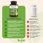 B’Leaf Nature Organic Moringa Capsules 1000mg – Immune Support, Energy & Wellness (Vegan, Non-GMO) | 180 Count