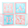 Vellax Baby Shower Boxes with Letters – Pink & Blue Boxes with Balloons | 44-Piece Gender Reveal Party Set