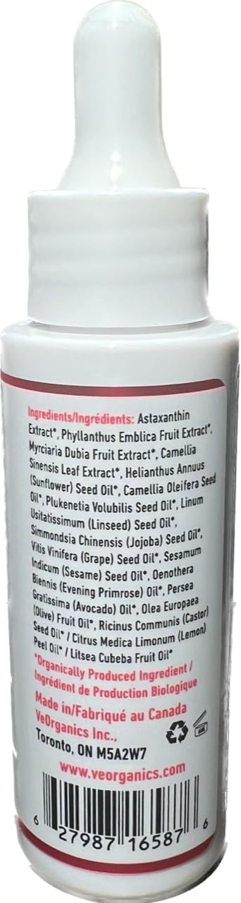 VeOrganics Astaxanthin-A Organic Facial Oil – Lightweight Face Moisturizer for All Skin Types