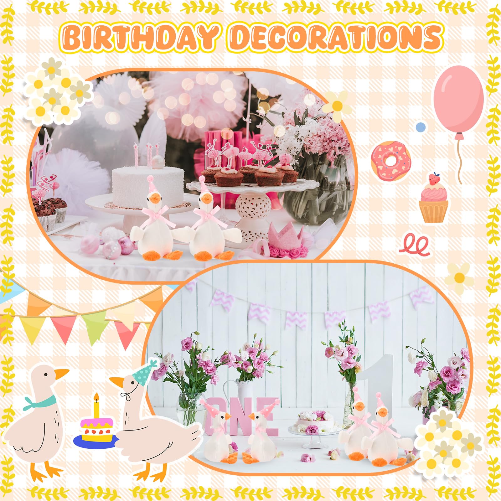 Vertintong 12 Pcs Silly Goose Plush - 8 Inch Soft Goose Birthday Decorations and Party Favors