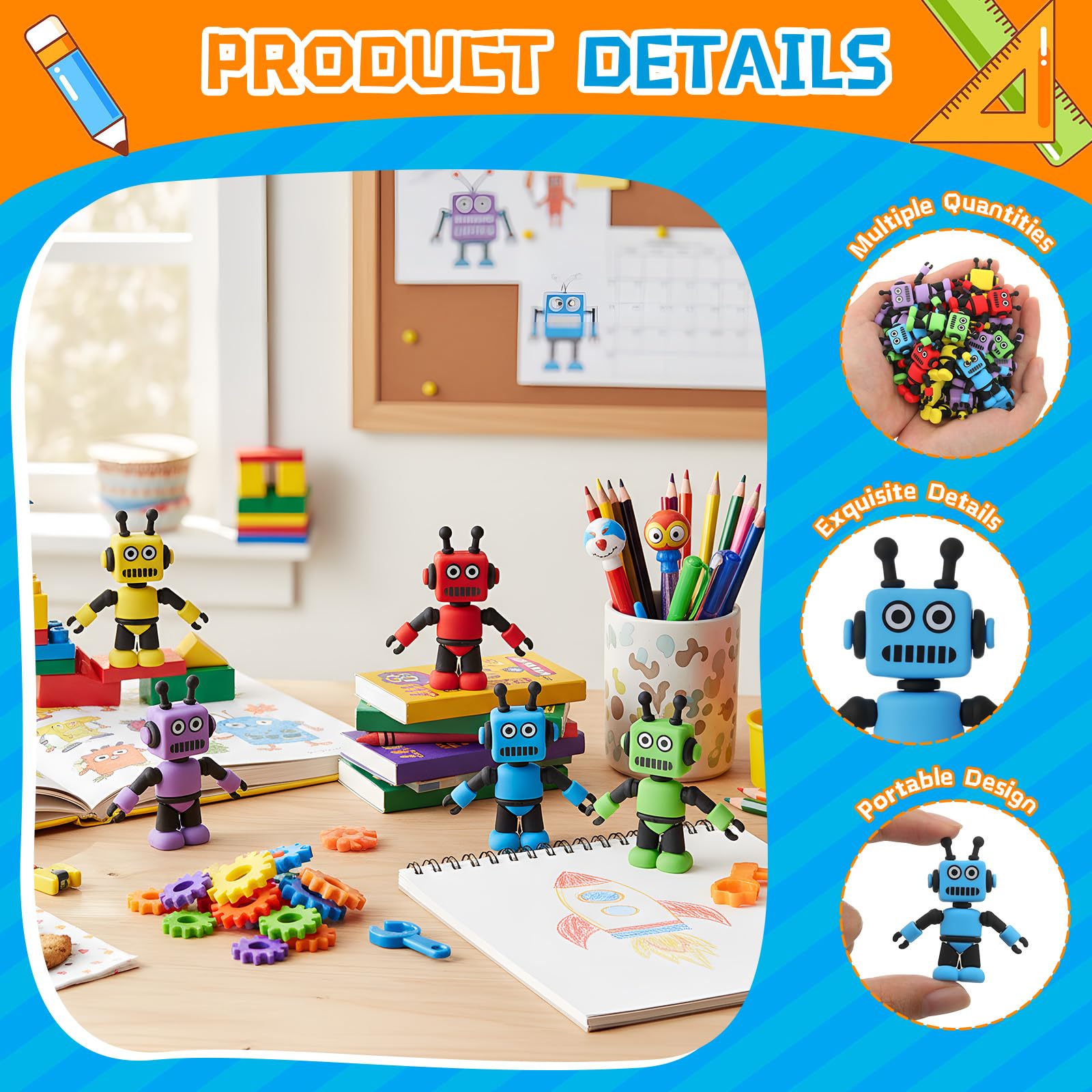 Vertintong 25-Piece Colorful Mini Robot Figures | Party Favors, Cake Toppers & DIY Decor