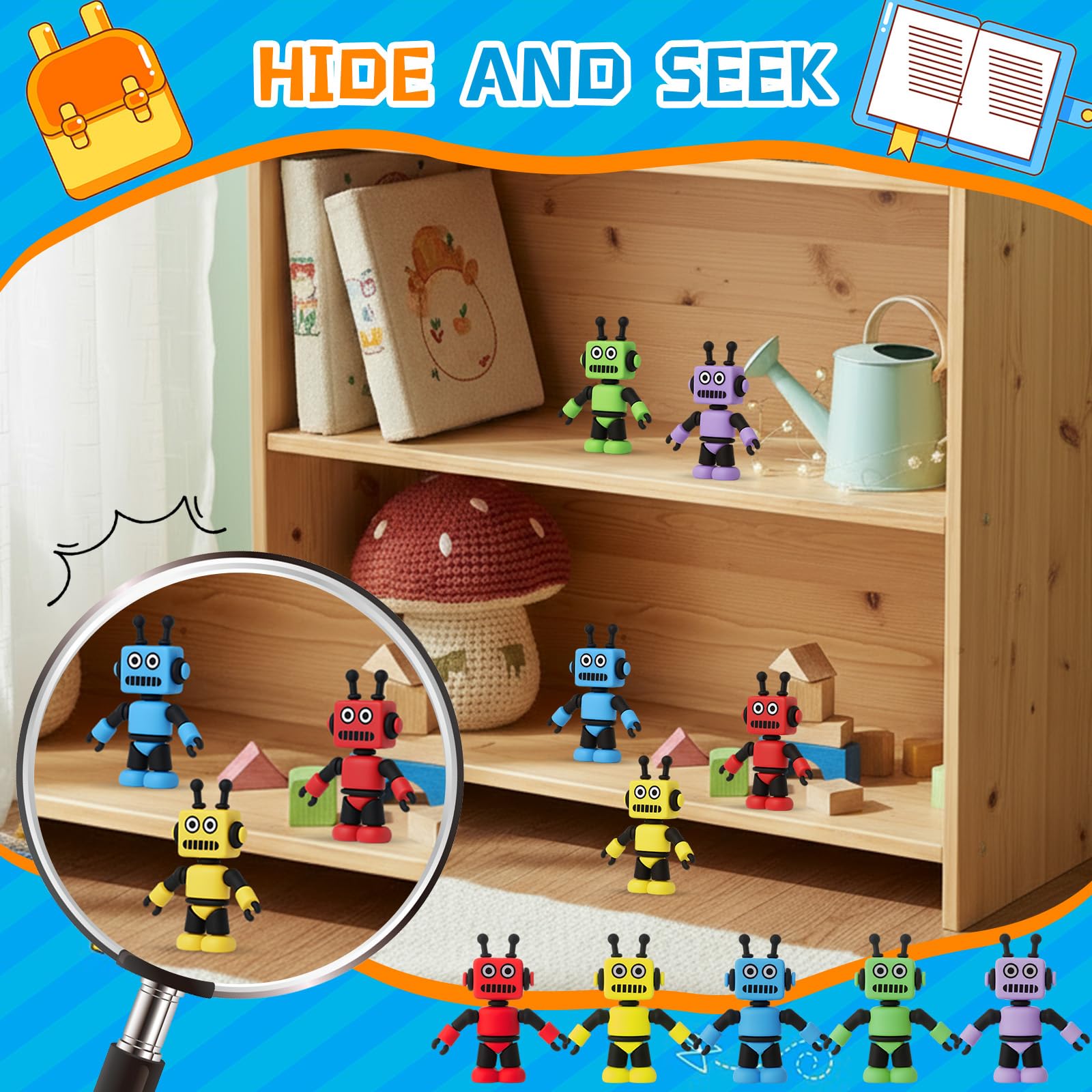 Vertintong 25-Piece Colorful Mini Robot Figures | Party Favors, Cake Toppers & DIY Decor