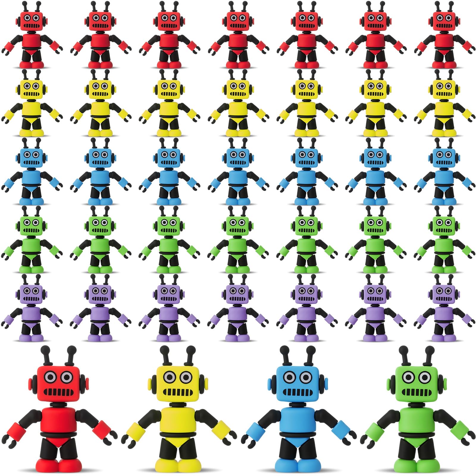 Vertintong 25-Piece Colorful Mini Robot Figures | Party Favors, Cake Toppers & DIY Decor
