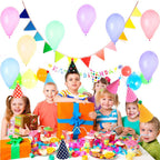 Vesil Party Hats for Kids – DIY Mini Cone & Crown Set with Pom Poms, Rainbow Colors