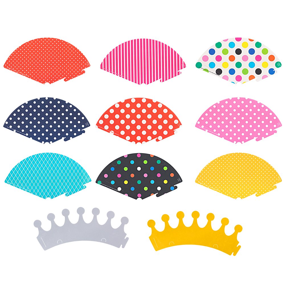 Vesil Party Hats for Kids – DIY Mini Cone & Crown Set with Pom Poms, Rainbow Colors