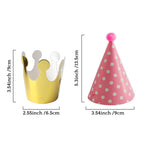 Vesil Party Hats for Kids – DIY Mini Cone & Crown Set with Pom Poms, Rainbow Colors