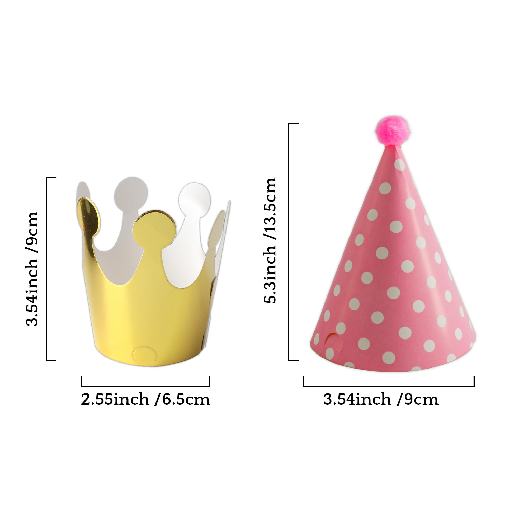 Vesil Party Hats for Kids – DIY Mini Cone & Crown Set with Pom Poms, Rainbow Colors