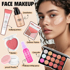 VESPRO All-In-One Makeup Kit – 40-Color Eyeshadow Palette, Foundations & Brushes | Gift Set for Women & Beginners