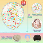 VHUWE 25 Rainbow Confetti Balloons - 12in Clear Latex with Confetti Inside