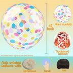 VHUWE Rainbow Confetti Balloons – 25pc, 12in Clear Latex with Confetti Inside