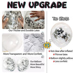 VHUWE Silver Confetti Balloons – 25-Pack 12-Inch Clear Latex with Confetti Inside for Celebrations