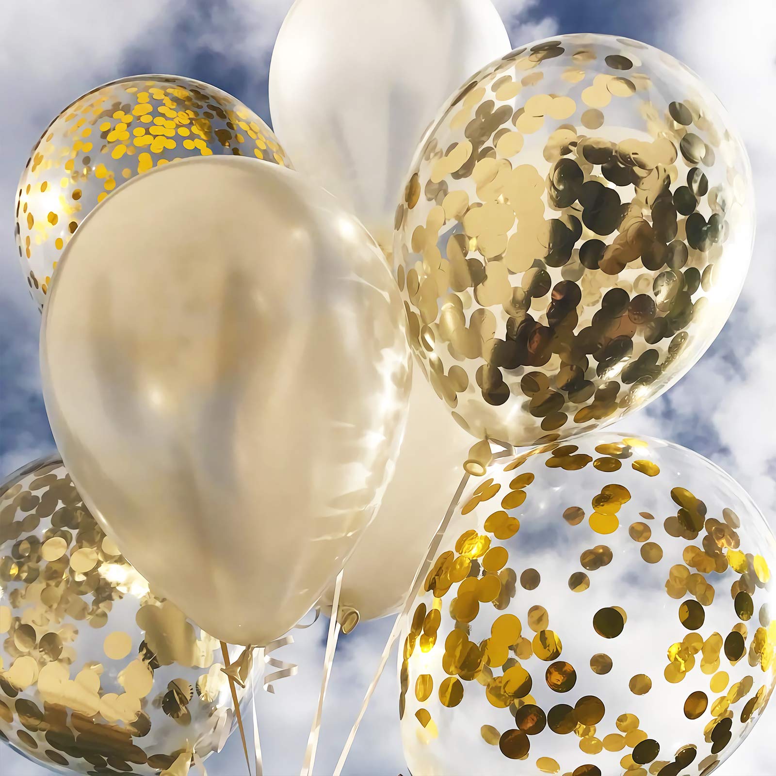 VHUWE Silver Confetti Balloons – 25-Pack 12-Inch Clear Latex with Confetti Inside for Celebrations