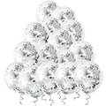 VHUWE Silver Confetti Balloons – 25-Pack 12-Inch Clear Latex with Confetti Inside for Celebrations