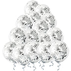 VHUWE Silver Confetti Balloons – 25-Pack 12-Inch Clear Latex with Confetti Inside for Celebrations