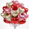 Viaecone 18-Inch Heart Balloons — 50-Pack Red, Pink & Champagne Gold