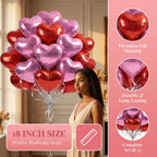 Viaecone 30-Piece 18-Inch Red & Pink Heart Balloons – Helium-Ready Party Decor