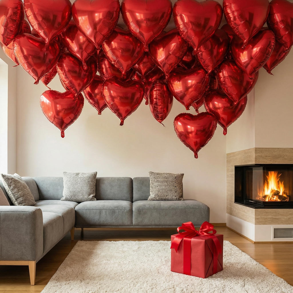 Viaecone 18-Inch Red Heart Balloons - 20 Pack Foil Balloons for Valentine’s Day, Weddings & Birthdays | Helium-Supported Party Decor
