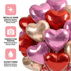 Viaecone 18-Inch Heart Balloons — 50-Pack Red, Pink & Champagne Gold