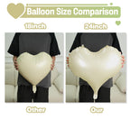 Vibzox Green Cream White Heart Balloons – 6-Pack, 24-Inch Foil Hearts for Valentine’s Day & Weddings