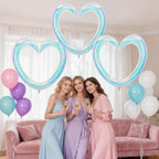 Vibzox Iridescent 40in Heart Balloons | 3-Pack Hollow-Out Foil for Weddings & Celebrations