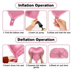 Vibzox Hot Pink & Silver Heart Balloons – 19pcs Set (18in & 10in Mylar Love Balloons)