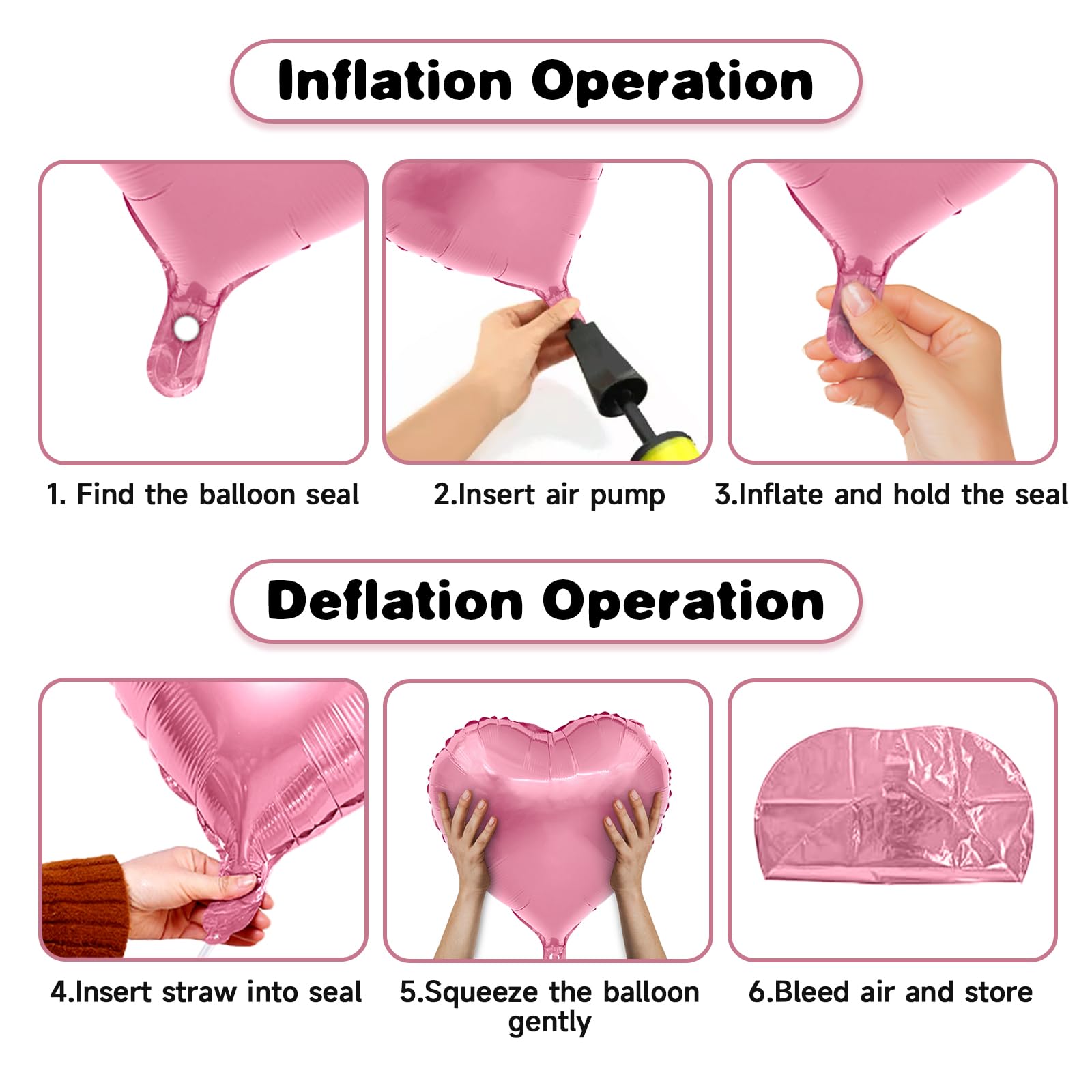 Vibzox Hot Pink & Silver Heart Balloons – 19pcs Set (18in & 10in Mylar Love Balloons)