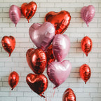 Vibzox Pink & Red Heart Balloons – 19pc 18in/10in Aluminum Foil Hearts