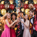 Vibzox Black & Burgundy Balloons 60pcs – Metallic Gold Confetti Latex for Graduation, Birthday, Baby Shower