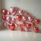 Vibzox Pink & Red Heart Balloons – 19pc 18in/10in Aluminum Foil Hearts