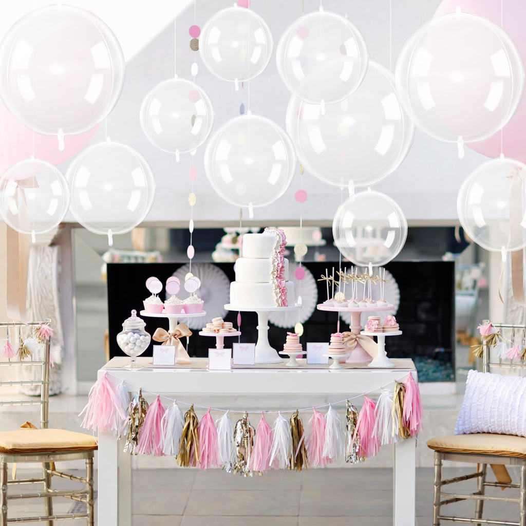 Vibzox 12Pcs Clear 4D Bubble Balloons Set – 22-inch, 15-inch, 10-inch Transparent Balloons for Parties