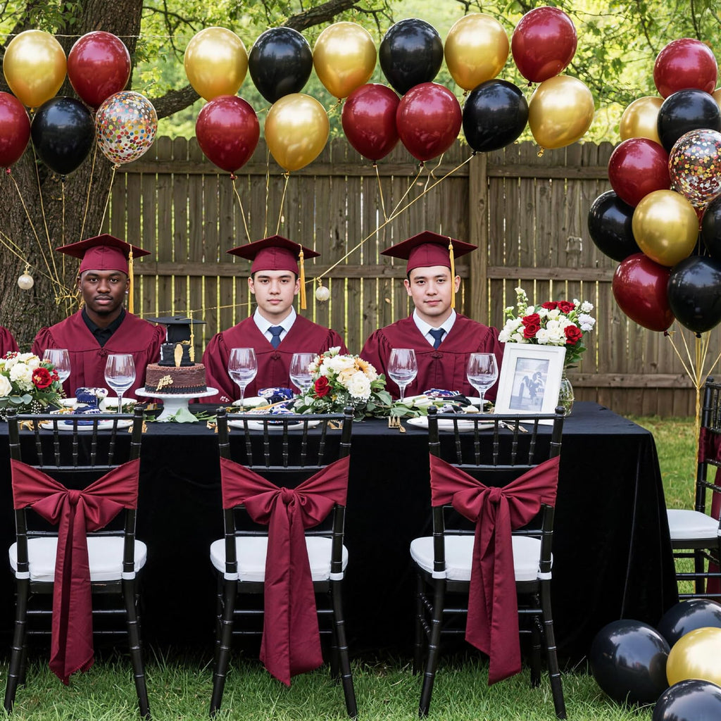 Vibzox Black & Burgundy Balloons 60pcs – Metallic Gold Confetti Latex for Graduation, Birthday, Baby Shower