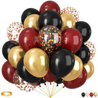 Vibzox Black & Burgundy Balloons 60pcs – Metallic Gold Confetti Latex for Graduation, Birthday, Baby Shower