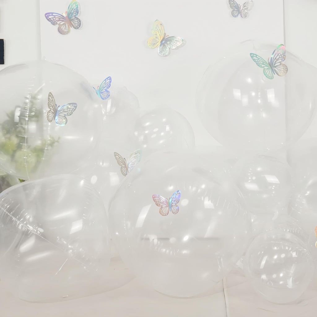 Vibzox 12Pcs Clear 4D Bubble Balloons Set – 22-inch, 15-inch, 10-inch Transparent Balloons for Parties
