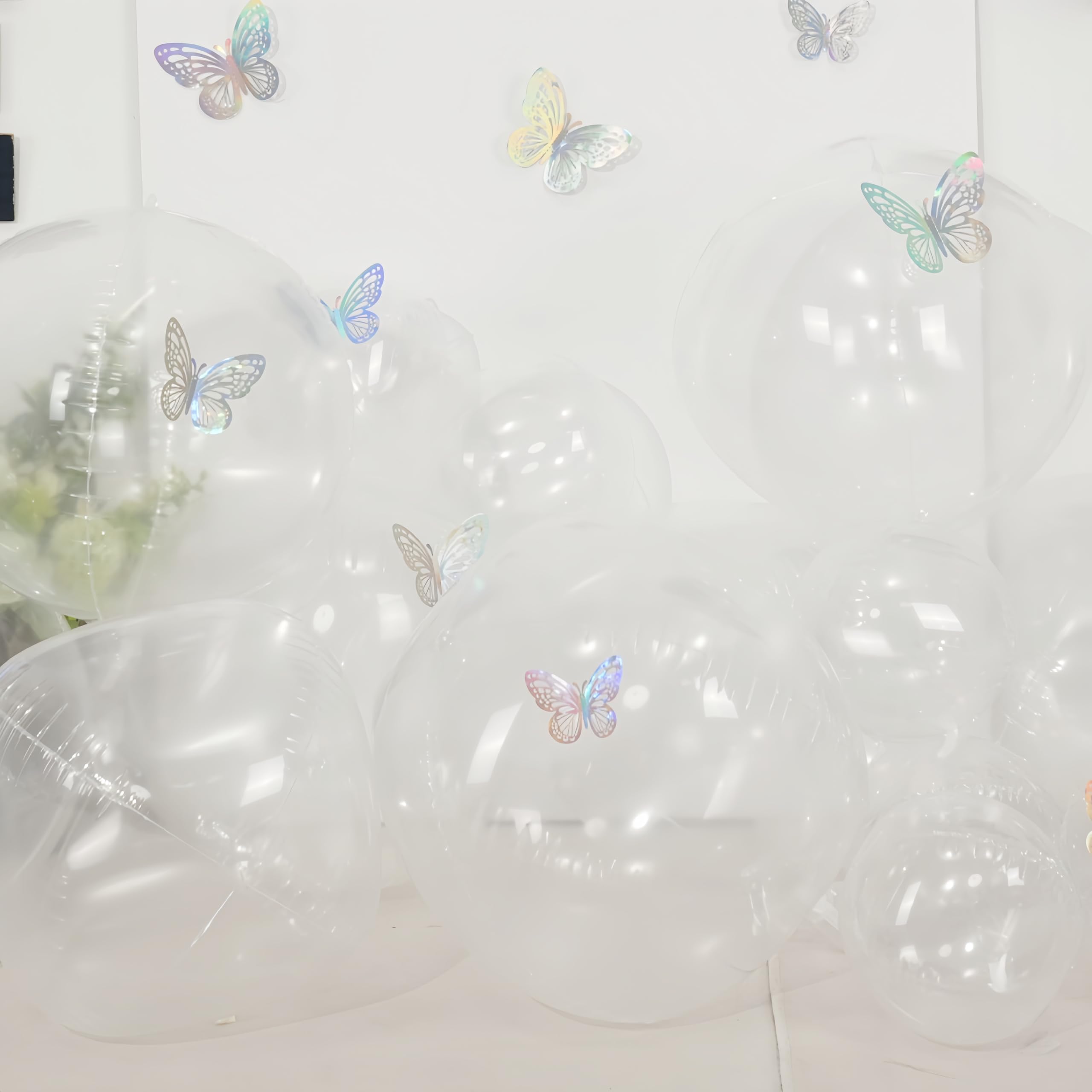 Vibzox 12Pcs Clear 4D Bubble Balloons Set – 22-inch, 15-inch, 10-inch Transparent Balloons for Parties