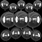 Vibzox 12Pcs Clear 4D Bubble Balloons Set – 22-inch, 15-inch, 10-inch Transparent Balloons for Parties