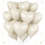 Vibzox Cream Heart Balloons 18-Inch Foil Hearts – 12-Pack for Weddings, Birthdays & Baby Showers