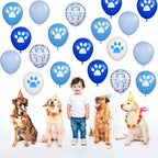 Vibzox Dog Paw Balloons – 30Pcs Blue & White Confetti Latex Balloons for Parties