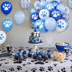 Vibzox Dog Paw Balloons – 30Pcs Blue & White Confetti Latex Balloons for Parties