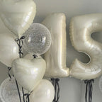 Vibzox Cream Heart Balloons 18-Inch Foil Hearts – 12-Pack for Weddings, Birthdays & Baby Showers