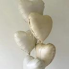 Vibzox Cream Heart Balloons 18-Inch Foil Hearts – 12-Pack for Weddings, Birthdays & Baby Showers