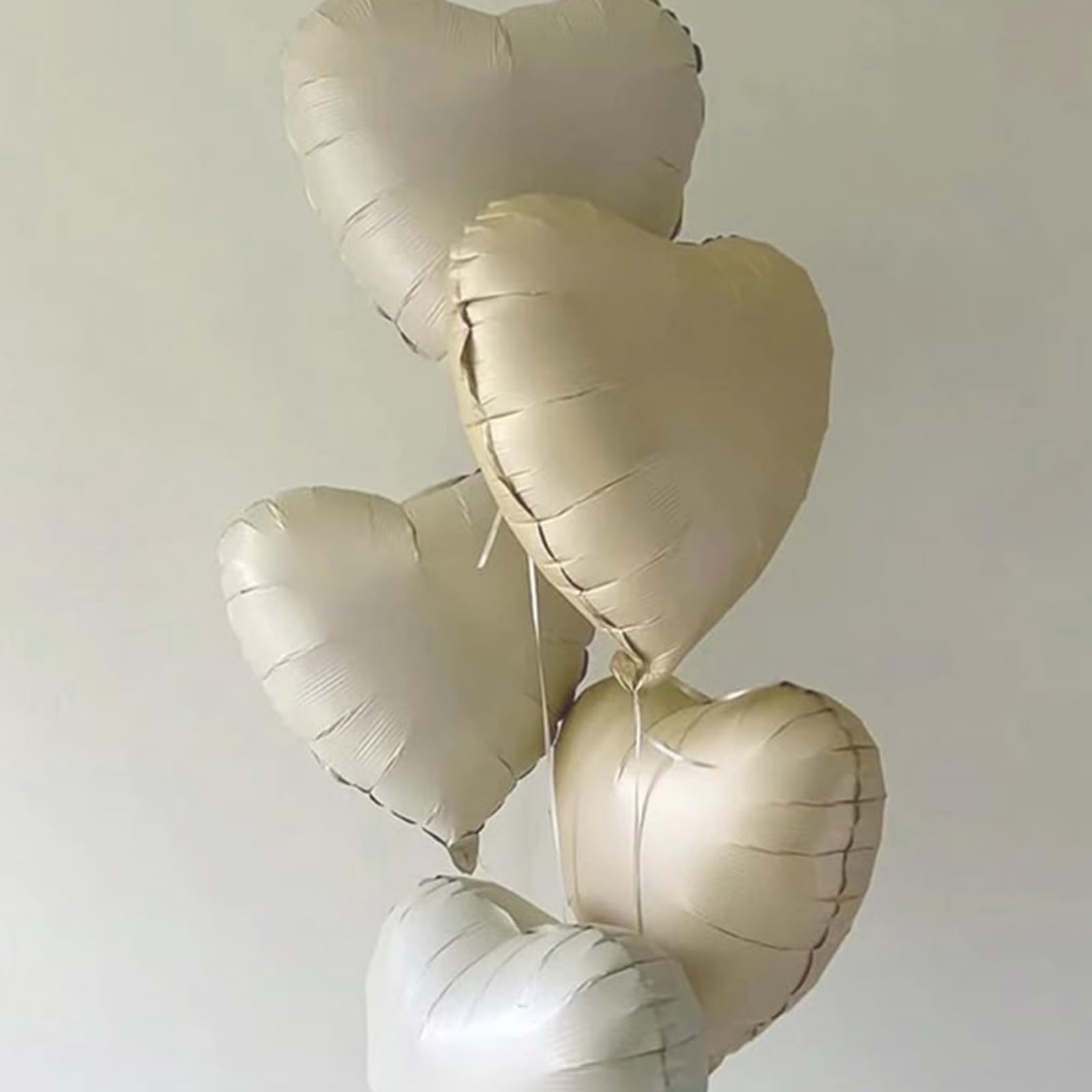 Vibzox Cream Heart Balloons 18-Inch Foil Hearts – 12-Pack for Weddings, Birthdays & Baby Showers