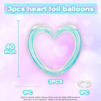 Vibzox Iridescent 40in Heart Balloons | 3-Pack Hollow-Out Foil for Weddings & Celebrations