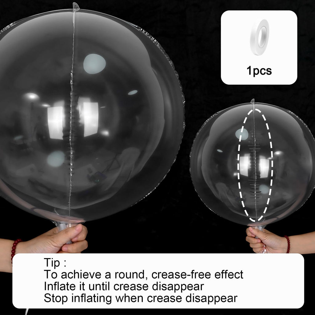 Vibzox 12Pcs Clear 4D Bubble Balloons Set – 22-inch, 15-inch, 10-inch Transparent Balloons for Parties