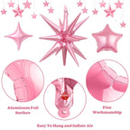 Vibzox 14pcs Pink Blue Silver Star Foil Balloons – 22in Explosion Stars + 10in Star Balloons for Birthday & Party Decor