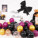 Vibzox Black & Burgundy Balloons 60pcs – Metallic Gold Confetti Latex for Graduation, Birthday, Baby Shower