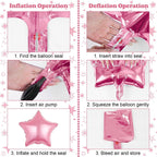 Vibzox 14pcs Pink Blue Silver Star Foil Balloons – 22in Explosion Stars + 10in Star Balloons for Birthday & Party Decor