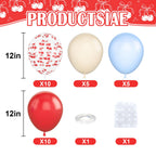 Vibzox Cherry Print Balloons – 30 Pcs, 12-Inch Clear Red & Blue Party Balloons