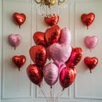 Vibzox Pink & Red Heart Balloons – 19pc 18in/10in Aluminum Foil Hearts