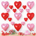 Vibzox Pink & Red Heart Balloons – 19pc 18in/10in Aluminum Foil Hearts